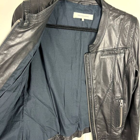 GERARD DAREL "Cracker" Moto Jacket Sz 38 / Small 100% Lamb Leather Buttery Soft - Picture 14 of 14